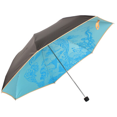 

Paradise umbrella constellation message black silk screen constellation three fold pencil sunny umbrella sun umbrella light blue 33245E