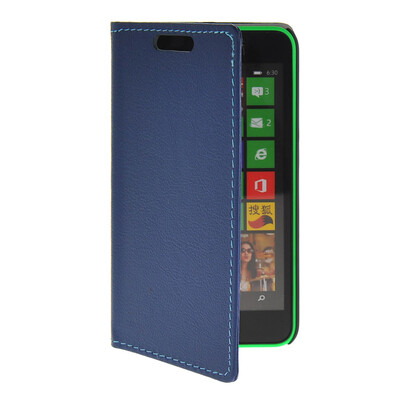 

MOONCASE Slim Leather Flip Wallet Card Pouch with Kickstand Shell Back ЧЕХОЛ ДЛЯ Nokia Lumia 630 Blue