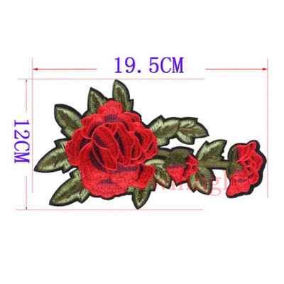 

1 Piece Patches Red Flower Embroidered Patch 3D Applique DIY Sewing Repair Accessories Fabric Stickers Wedding Clothing Patches