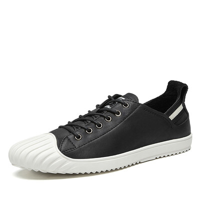 

Male Shoes Adult Lace up Fashion Sneakers Artifical Leather Black White Color Mensneakers Simple Design Men