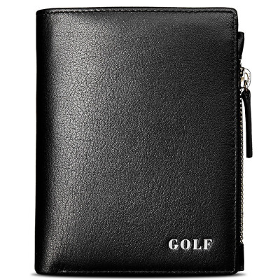 

Golf GOLF men's wallet first layer of leather multi-functional zipper wallet multi-card bit card package wallet men short paragraph wallet Q493123 black