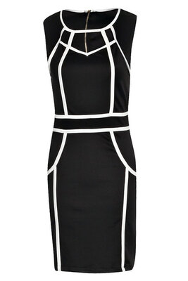 

Womens Dress Patchwork Bodycon Mini Slim Sleeveless Dress Party Evening Dress ML