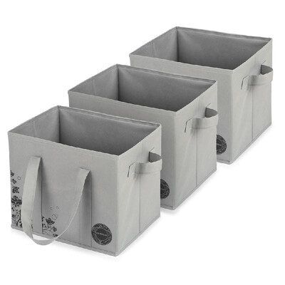 

Esonmus Pack of 3 Multifunctional Reusable NonWoven Grocery Shopping Bags Storage Bags Collapsible Organizer Boxes with Handles