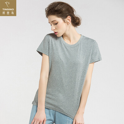 

Filament bird TINSINO womens bottoming shirt comfortable breathable slim round neck T-shirt female models WHY90421 flower gray