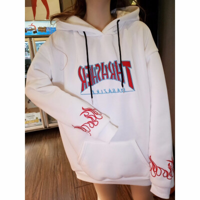 

Women plus size Harajuku Hoodies Oversize Letter Print Extra Long Sleeves Sweatshirt And Pullovers