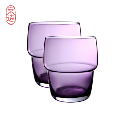 

JZAO colored glass juice glass cup whiskey glass beer mug smoke gray 2 Pack