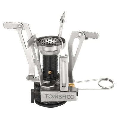 

TOMSHOO Mini Backpacking Canister Stove Burners Camping Outdoor Cooking Foldable Hiking Supply Butane Propane Canister Compatible