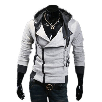 

Zogaa New Korean Men's Hoodie Slim Oblique Zipper