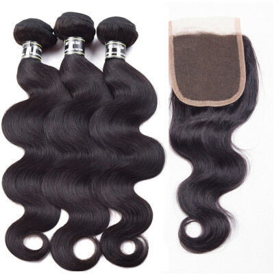 

Amazing Star Lace Closure with Bundles Brazilian Virgin Hair Body Wave with Closure Good Quality Human Hair with Closure Free Part