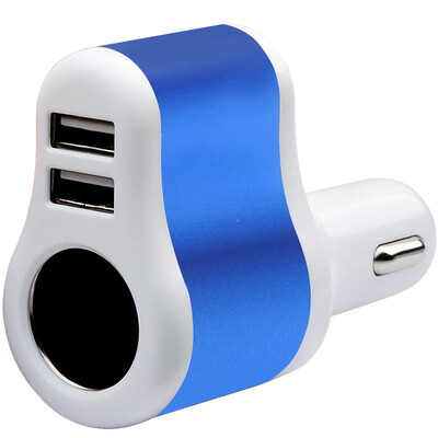

Ferguson cabos F068011 car charger dual usb car charger one drag two cigarette lighter one drag three 2A charge head with cigarette lighter charger with cigarette lighter blue