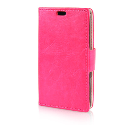 

MOONCASE Leather Side Flip Wallet Card Slot Pouch Stand Shell Back ЧЕХОЛ ДЛЯ Microsoft Lumia 435 Hot pink