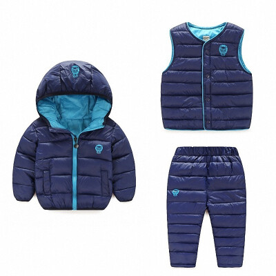 

Winter Kids Clothing Sets Warm Duck Down Jackets Clothing Sets Baby Girls & Baby Boys Down suit 3pcs Coats Vest Pants Overcoat