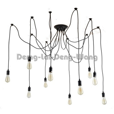 

Adjustable wire giant black parts wrought iron edison loft spider ceiling chandeliers