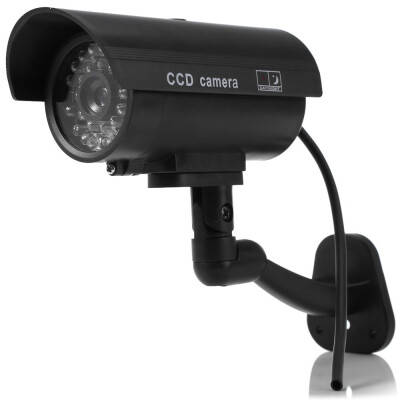 

Small Dummy Camera CCTV Sticker Surveillance 90 Degree Rotating with Flashing Red LED Light Small size with sun shield