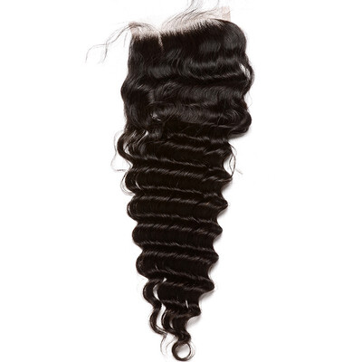 

CARA Brazilian Deep Wave Lace Closure Bleached Knots With Baby Hair 4x4 Swiss Lace Frontal Closure 10-20inch