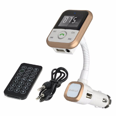 

BT FM Transmitter Handsfree Phone Calling Car Kit Music Player USB SD Aux-in 21A Charger for iPod iPad IOS Android Mobile phone C