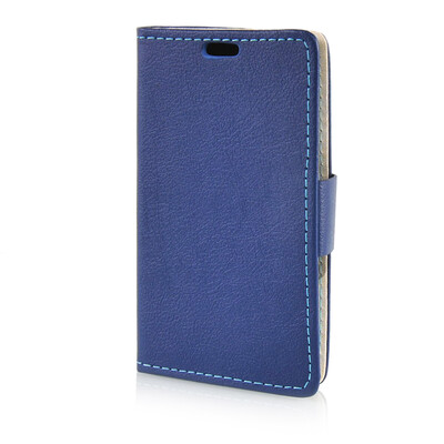 

MOONCASE Leather Side Flip Wallet Card Slot Pouch Stand Shell Back ЧЕХОЛ ДЛЯ Microsoft Lumia 435 Blue
