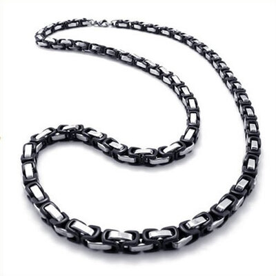 

Hpolw New Trendy Vintage Jewelry Wholesale Jewelry Stainless Steel Casting Black&Silver Mens Casual bicycle Necklace Link ChainLobster Clasps Chain Necklace