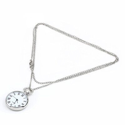 

Antique White Dial Quartz Round Pocket Watch Necklace silver Chain Pendant