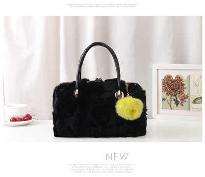 

Female winter new real rabbit fur women small handbag fashion ladys shoulder Crossbody bag mini fur diamond messenger hand bags