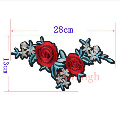 

1 Piece Patches Red Flower Embroidered Patch 3D Applique DIY Sewing Repair Accessories Fabric Stickers Wedding Clothing Patches