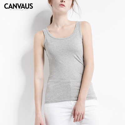 

Canvaus Summer New Women Solid Sport Style Slim Bottoming Vest Cotton Camisole Tanks Tops