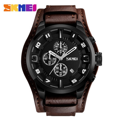 

SKMEI New Fashionable Sports Casual Watch For Men Luxury Business Leather Strap Waterproof Wrist Watch Male Watch Relogio Masculino