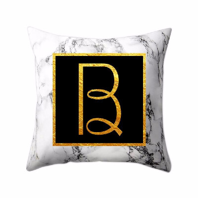 

Modern Pillowcases 4545 Gold Alphabet Word Letter White Marble Pattern Pillow Case Super Soft Throw Sofa Bed Cushion Cover Protec