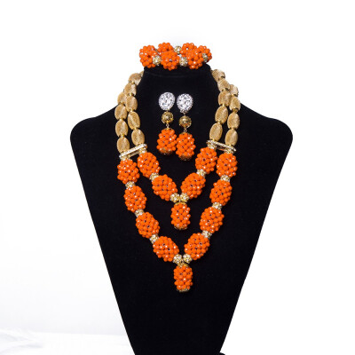 

Handmade Yellow Multilayer Beaded Necklace African Wedding Beads Bridal Jewelry Set Women Party Nigerian Crystal Jewelry Set