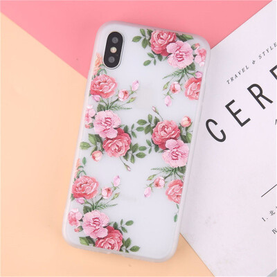 

Cute Cartoon Rabbit Case For iPhone 6 6S 7 8 X Plus 3D Relief Flower Soft TPU Phone Cases