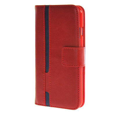 

MOONCASE Senior Leather Flip Wallet Card Slot Bracket Back Case Cover for Apple iPhone 6 Plus (5.5") Red