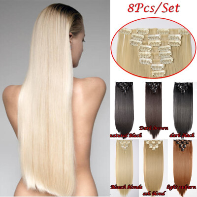 

175g1set Clip In Hair Extension Sexy Straight Long Hair 8 Pieces1set Clip In Human Hair Extensions