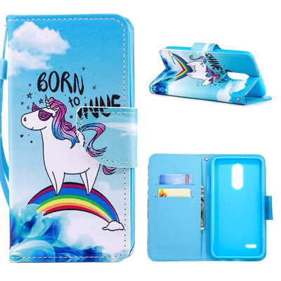 

MOONCASE Motorola Moto G6 Plus Painted Leather Case with Small Hand Strap - Rainbow Horse