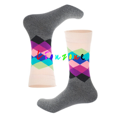 

LIONZONE 2018 Happy Socks Men Women Lovers Lattice Diamond Style Combed Cotton Socks Hip Hop Happy Socks Funny Gift