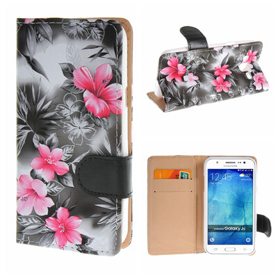 

MOONCASE Samsung Galaxy J5 ЧЕХОЛ ДЛЯ Flower Style Leather Flip Wallet Card Slot Bracket Back Black