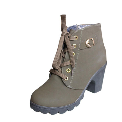 

Women's Wedge High Heels Platform Pump Nubuck PU leather Lace Up Ankle Boot Shoe