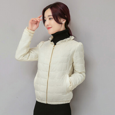 

2018 womens short cotton coat new slim embroidered cotton coat light cotton jacket