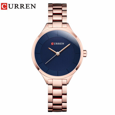 

CURREN 9015 Watch Women Casual Fashion Quartz Wristwatches Ladies Gift Creative surface relogio feminino rose blue