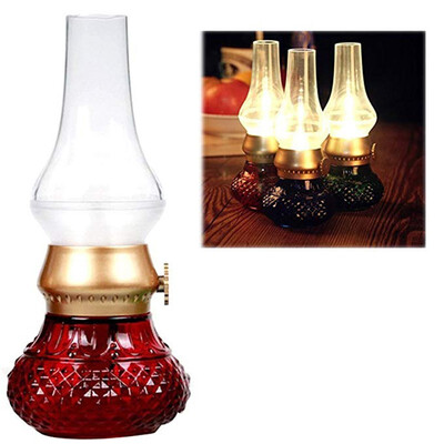

LED Rechargeable Flameless Candle Lantern Vintage Oil Table Lamp with Blow ONOFF Control Dimmer Control Kerosene Night Light