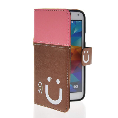 

MOONCASE Leather Side Flip Wallet Card Slot Pouch Stand Shell Back Case Cover for Samsung Galaxy S5 I9600 Pink Brown