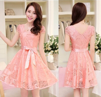 

Summer Women Slim Lace Party Dress A-Line High Waist Evening Cocktail Dress