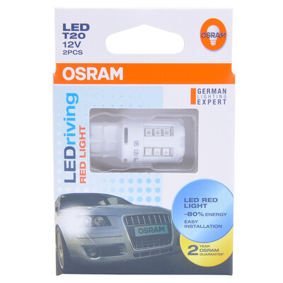

OSRAM T20 7705 7715 W21W WY21W 12V 1-3W Светодиодные автомобильные боковые маркеры Лампы загораются сигнальной лампой Длинная пожизненная пара Cool White / Red / Yellow