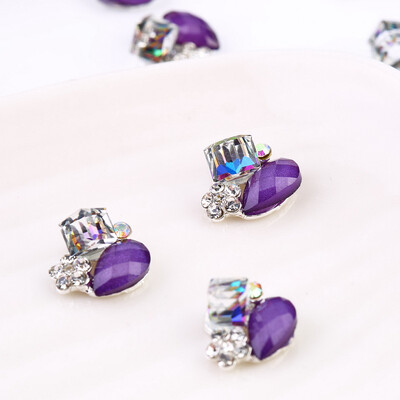 

10pcs 3D Alloy Purple Glitter Rhinestone Nail Art Tips Decoration Jewelry DIY