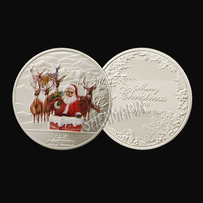

1Pcs Goldsilver Merry Christmas coin Santa Claus coin Non-currency Coins exquisite holiday party gifts