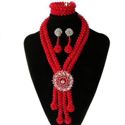 

Orange India Millet Beads Beaded Necklace Dubai Bridal Costume Jewelry Nigerian Wedding Beads African Jewelry Set For Women