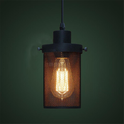 

Baycheer HL371723 Industrial Wrought Iron Short Cylinder Net Mini Pendant in Style
