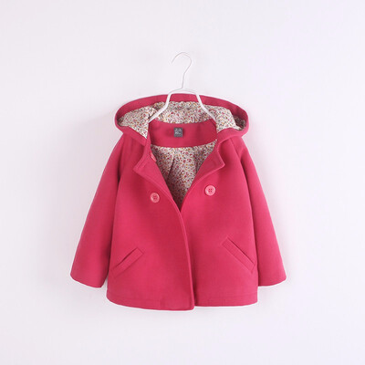

A girls woolen coat Childrens double row button woolen jacket