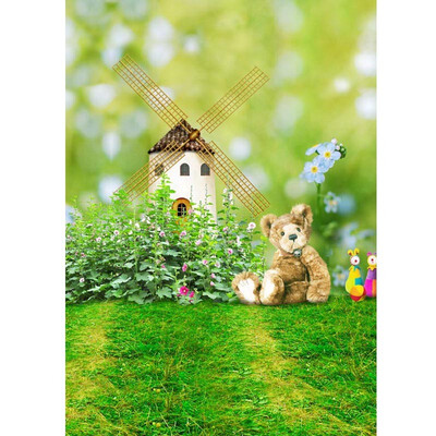 

Green Windmill Photo Backdrop 57FT Vinyl Fabric Cloth Digital Printing Photo Background s-746