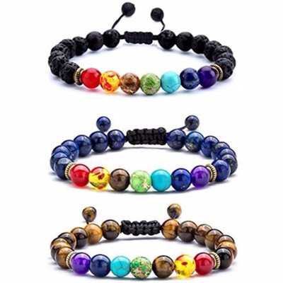 

Men Women 8mm Lava Rock Chakra Beads Bracelet Braided Rope Natural Stone Adjustable Colorful Yoga Comfortable Bangle