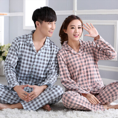 

[Jingdong supermarket] Arctic velvet pajamas home service cotton couples pajamas cartoon models lattice men and women on the clubbing clothing set B541101912-4 female big lattice M